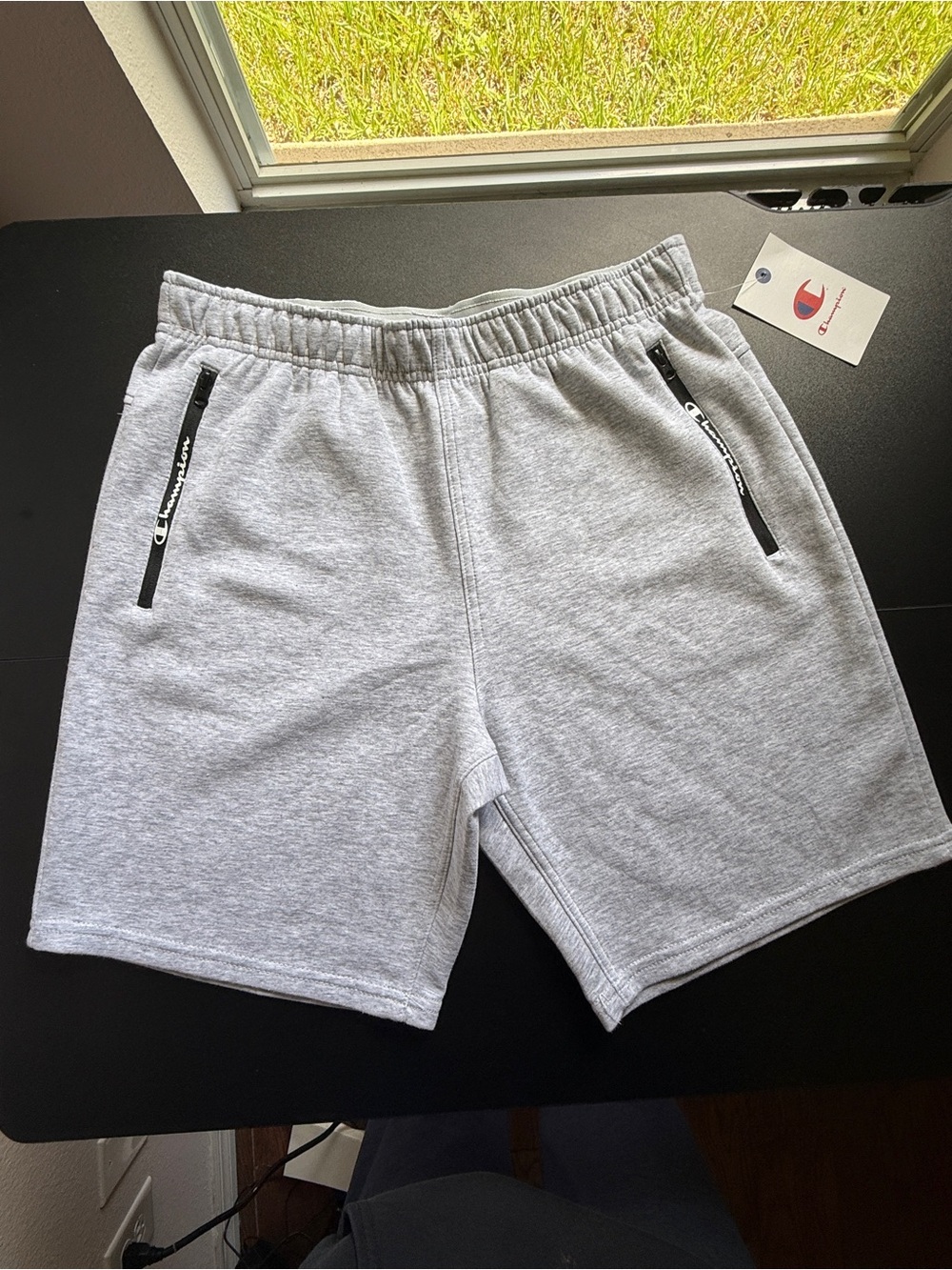 Champion Boys Shorts NWT XL 18/20 Gray Double Knit Athletic Sweatshort Zipper